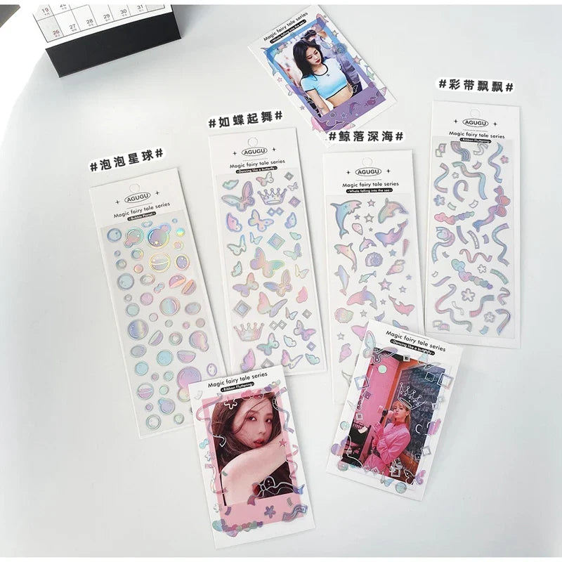 Cute Bubble Whale Bronzing Silver Sticker Aesthetics Decorative Scrapbooking Stickers School Supplies Diary Material Stickers (Online Order Only)