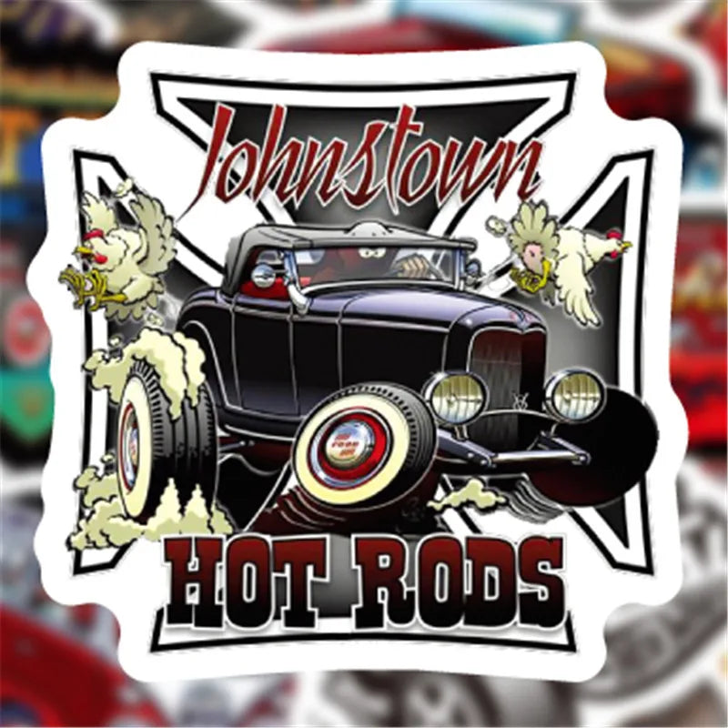 10/50/100PCS Modified Retro Classic Car Stickers Cool Laptop Guitar Luggage Waterproof Graffiti Sticker Decal Kid Classic Toys (ONLINE ORDER ONLY)