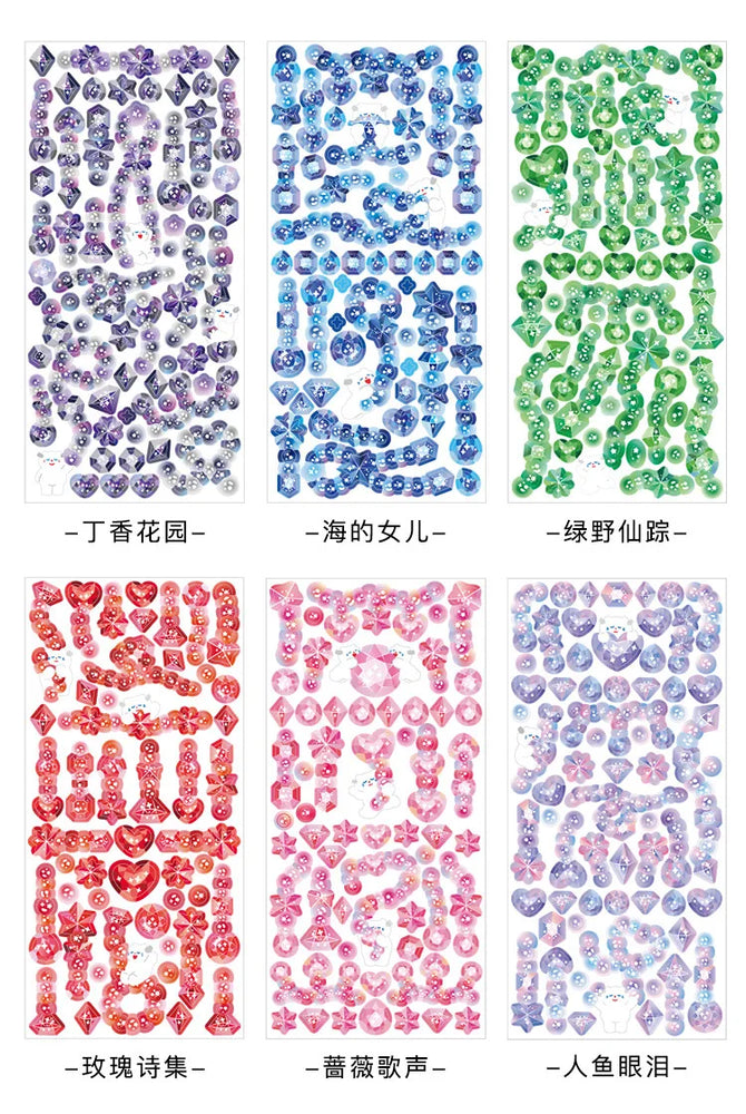 Laser Jewelry beaded Stickers Hand Account DIY Album Stick Label Decoration Scrapbooking Material Sticker Kawaii Stationery (ONLINE ORDER ONLY)