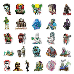 10/30/50PCS Horror Skull Zombie Stickers Skateboard DIY Guitar Laptop Motorcycle Car Cool Graffiti Terror Decal Sticker for Kids (Online Order Only)