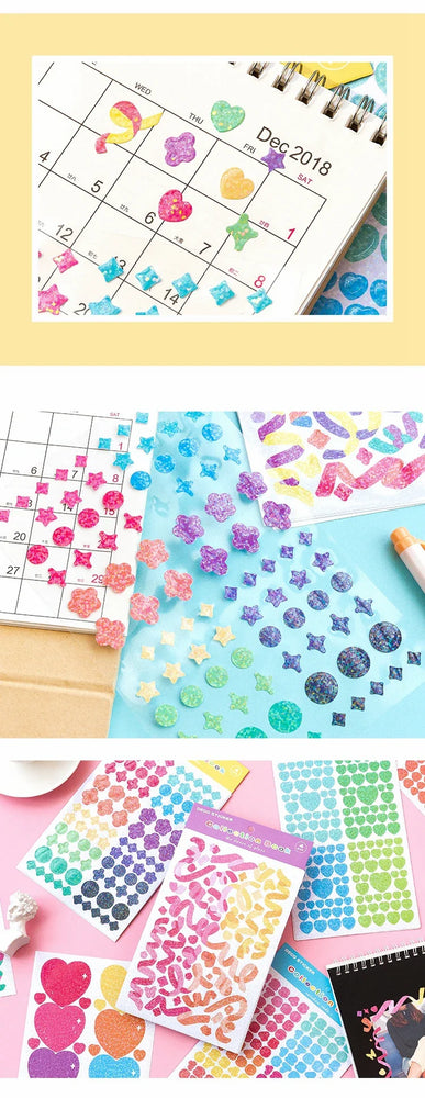 4 Sheets Color Collection Series Laser Sticker Ins Scrapbooking Decorative Sticker DIY Diary Album Stick Label Kawaii Stationery (ONLINE ORDER ONLY)