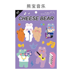 Kawaii Cheese Bear Stickers Scrapbooking Decorative Sticker Korean DIY Diary Album Stick Label School Stationery (Online Order Only)
