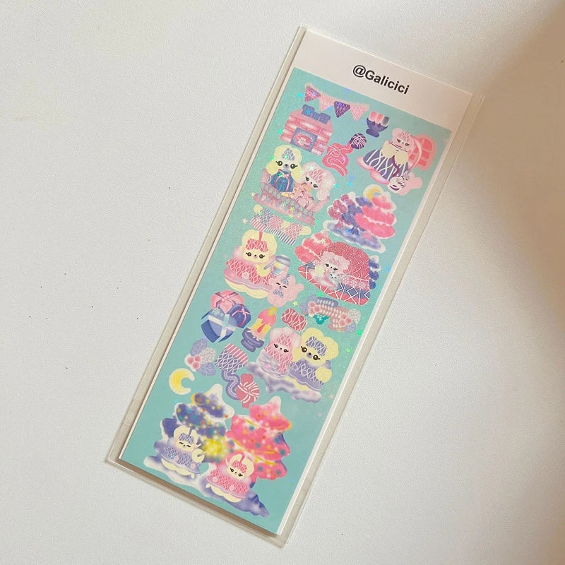 1pcs Kawaii Animals Laser Stickers Scrapbooking Decorative Cute Sticker Korean DIY Diary Album Stick Label School Stationery (Online Order Only)