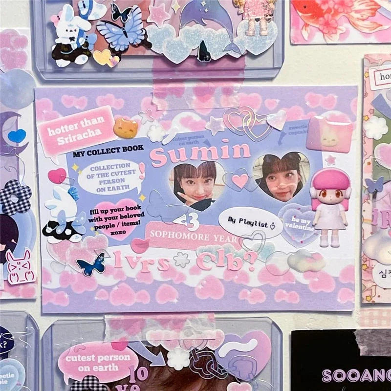 Korean ins Hot Stamping Love Ribbon Stickers Hand Account Decor DIY Collage Material Stationery Sticker Diary Album Decoration (ONLINE ORDER ONLY)
