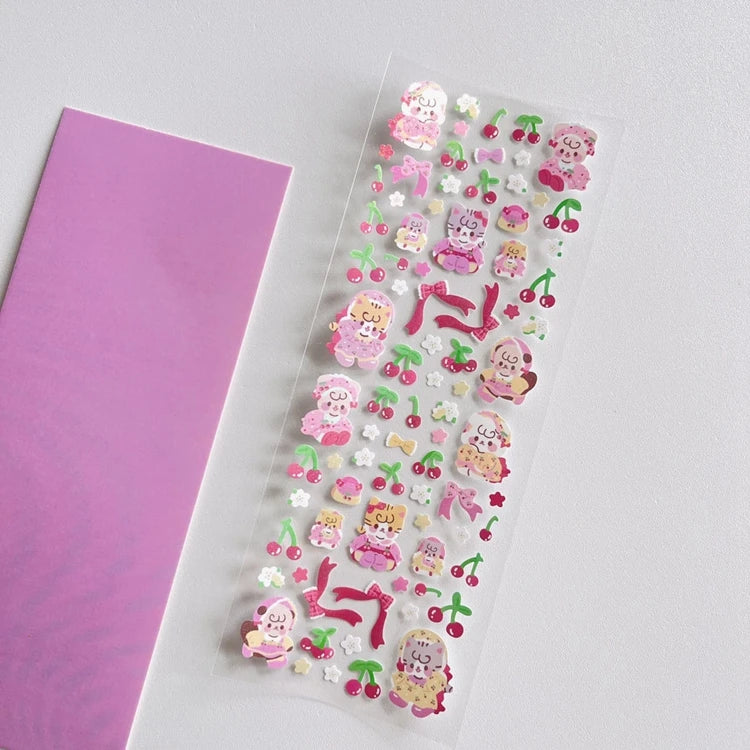 Kawaii Sakura Cat Series Stickers Scrapbooking Decorative Sticker Korean DIY Diary Album Stick Label School Stationery (ONLINE ORDER ONLY)