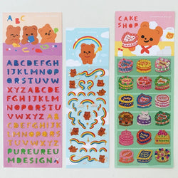 Ins Cute Cake Letter Bear Ribbon Laser Stickers Scrapbooking Decorative Sticker Korean DIY Diary Album Stick Label (Online Order Only)