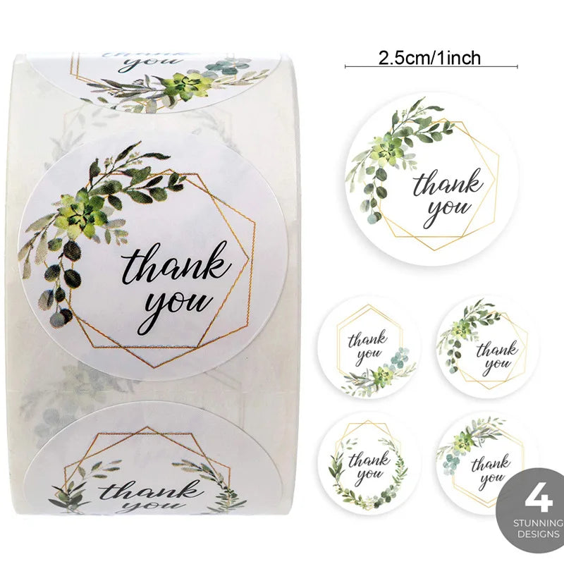500pcs Round Pink Flowers Pattern Thank You Stickers Seal Labels Christmas Stickers School Teacher Reward Stationery Sticker (ONLINE ORDER ONLY)