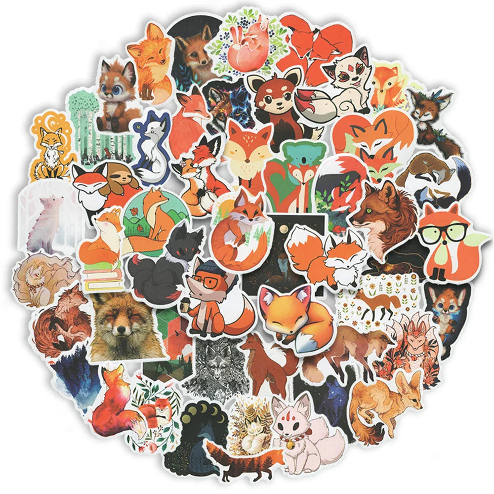 Cartoon Fox Stickers for Suitcase, Notebook, Skateboard, Fridge, Laptop - 10/30/50PCS Decals (ONLINE ORDER ONLY)