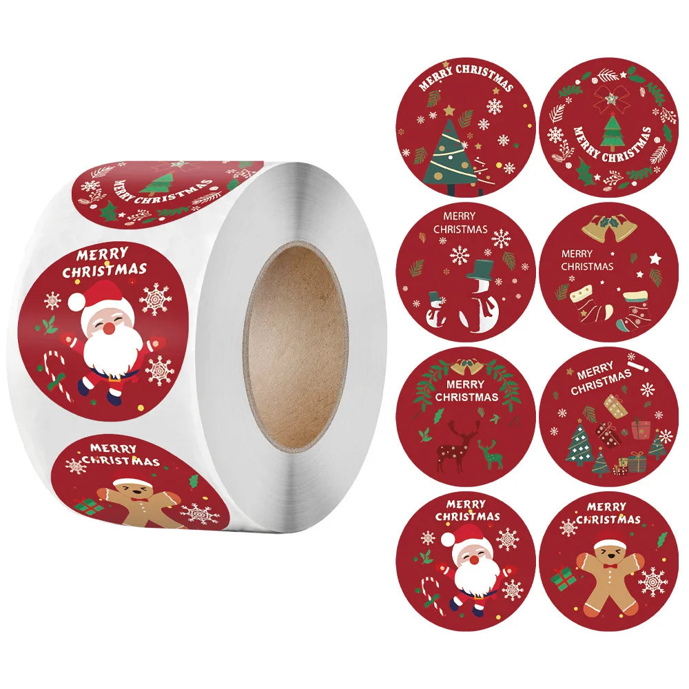 100-500Pcs New Merry Christmas Stickers Gift Packaging Seal Labels for New year decor, Greeting cards, Candy bags Stickers (ONLINE ORDER ONLY)