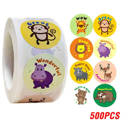 100-500pcs Spanish Reward Stickers Encouragement Sticker Roll For Kids Motivational Stickers With Cute Animals For Students (ONLINE ORDER ONLY)