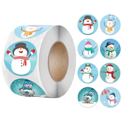 100-500Pcs Christmas Gift Box Round Labels Christmas Sticker Candy Bag Flower Gift Box Cake Boxes Packaging New Year Stickers (ONLINE ORDER ONLY)