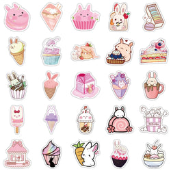 10/30/50PCS INS Style Cute Pink Pixel Cartoon Stickers DIY Bike Travel Luggage Laptop Graffiti Waterproof Sticker Kid Toy Decal (Online Order Only)