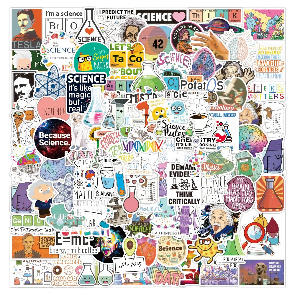 Science Chemistry Biology Lab Stickers for Laptop, Luggage, Guitar, Phone, Kids - 10/30/50/100PCS (Online Order Only)