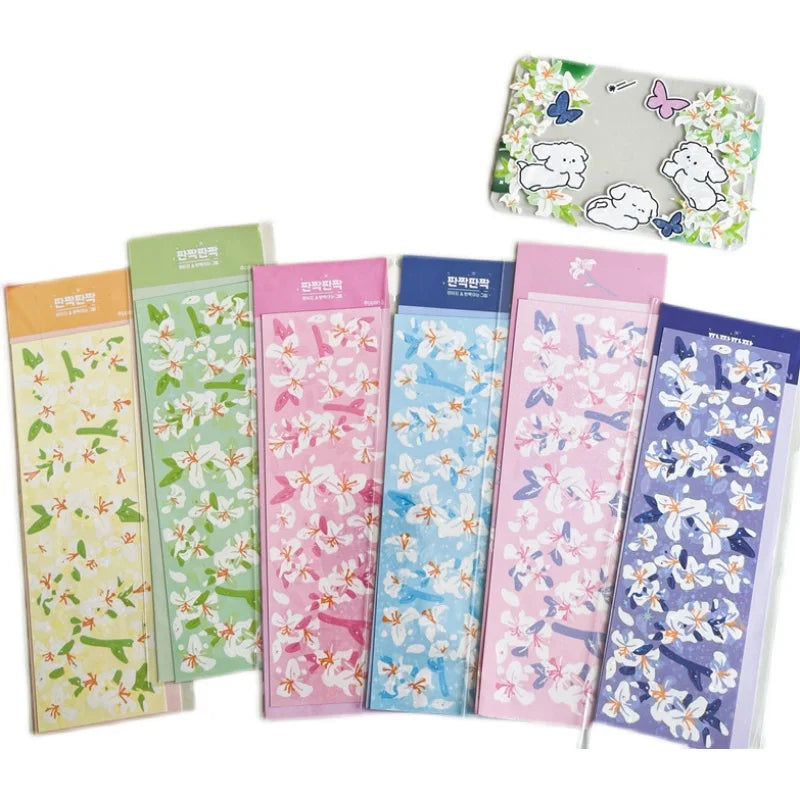 Beautiful Lily Flower Sticker Idol Card DIY Scrapbooking Decorative Sticker DIY Diary Album Stick Label Korean Kawaii Stationery (Online Order Only)