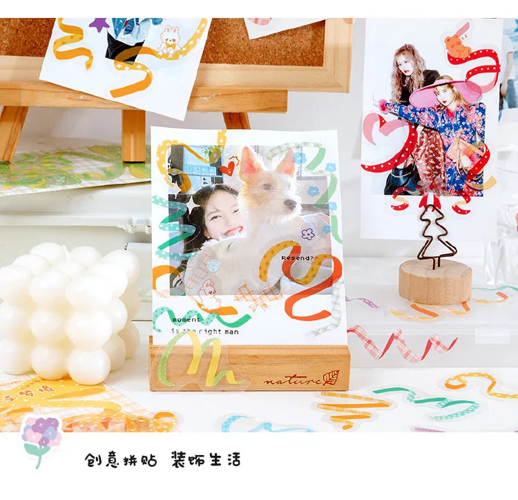 40Pcs/pack Heart Ribbon Series Stickers Hand Account Scrapbooking Decorative Sticker Korean DIY Material Stickers Stationery (ONLINE ORDER ONLY)