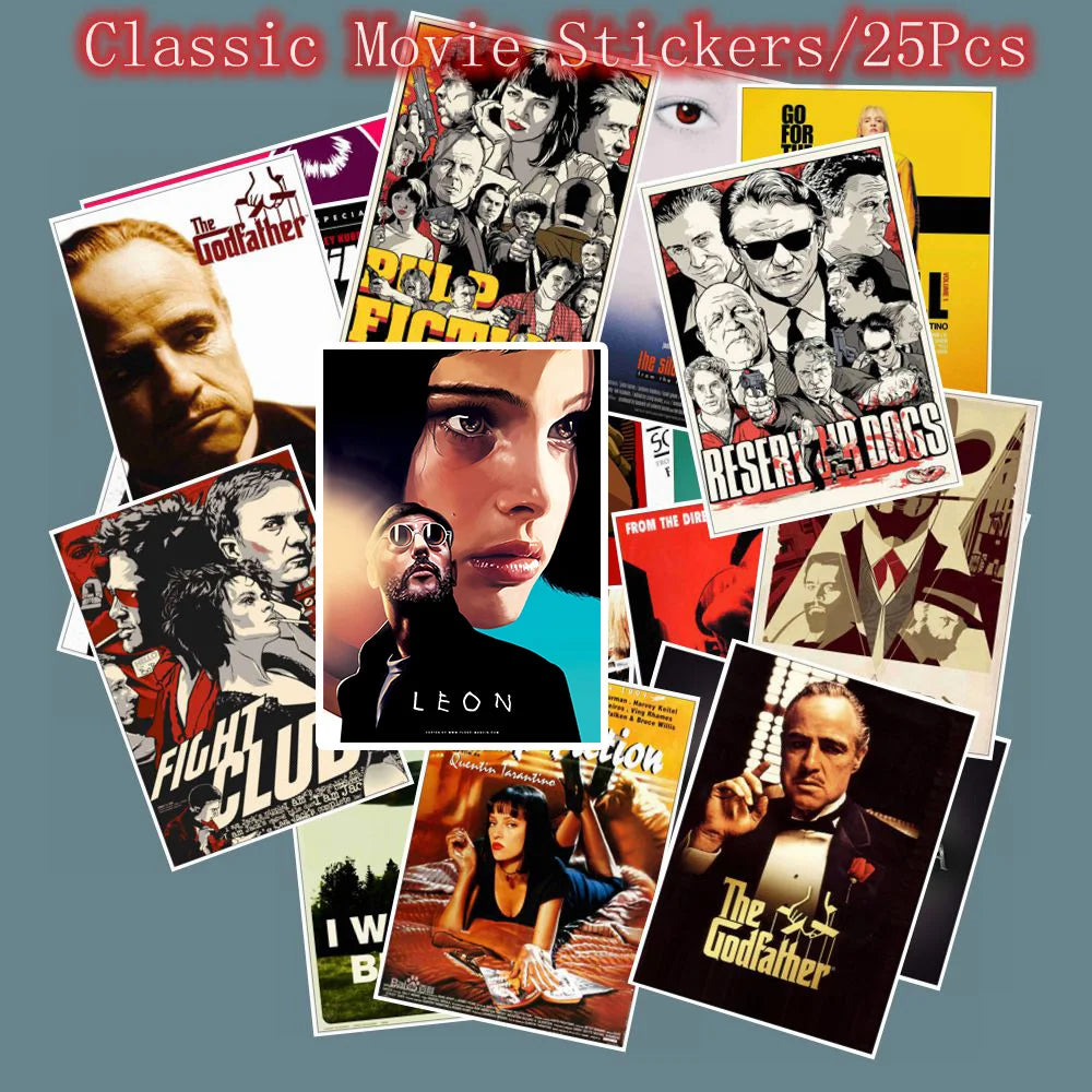 25pcs Classic Movie stickers For Luggage Laptop Art Painting Kill Bill Pulp Fiction Poster Stickers waterproof skateboard toy (Online Order Only)