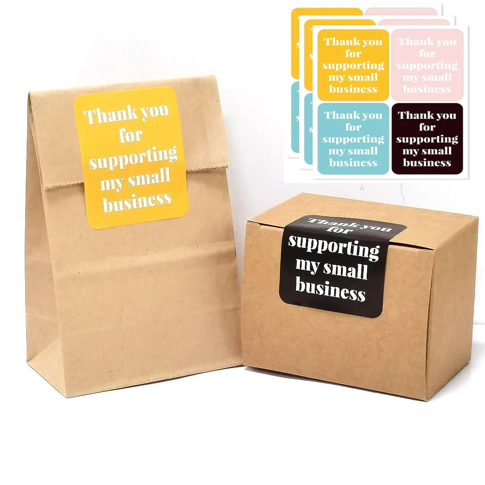40-100pcs Thank You for Supporting My Small Business Stickers Pink Blue Yellow Black Thank You Stickers for Package Decor (Online Order Only)