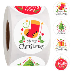 100-500Pcs Kraft Paper Round Labels Christmas Gift Sticker Xmas Tree Candy Box New Year Packaging Bag Christmas Decorations (Online Order Only)