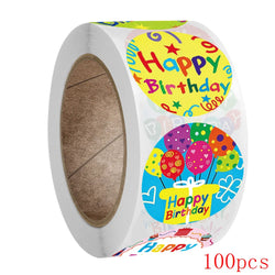 50-500pcs Round Happy Birthday Handmad Sticker Sealing Sticker Vintage DIY Gift Stickersdhesive Christmas Sticker Stationery (ONLINE ORDER ONLY)