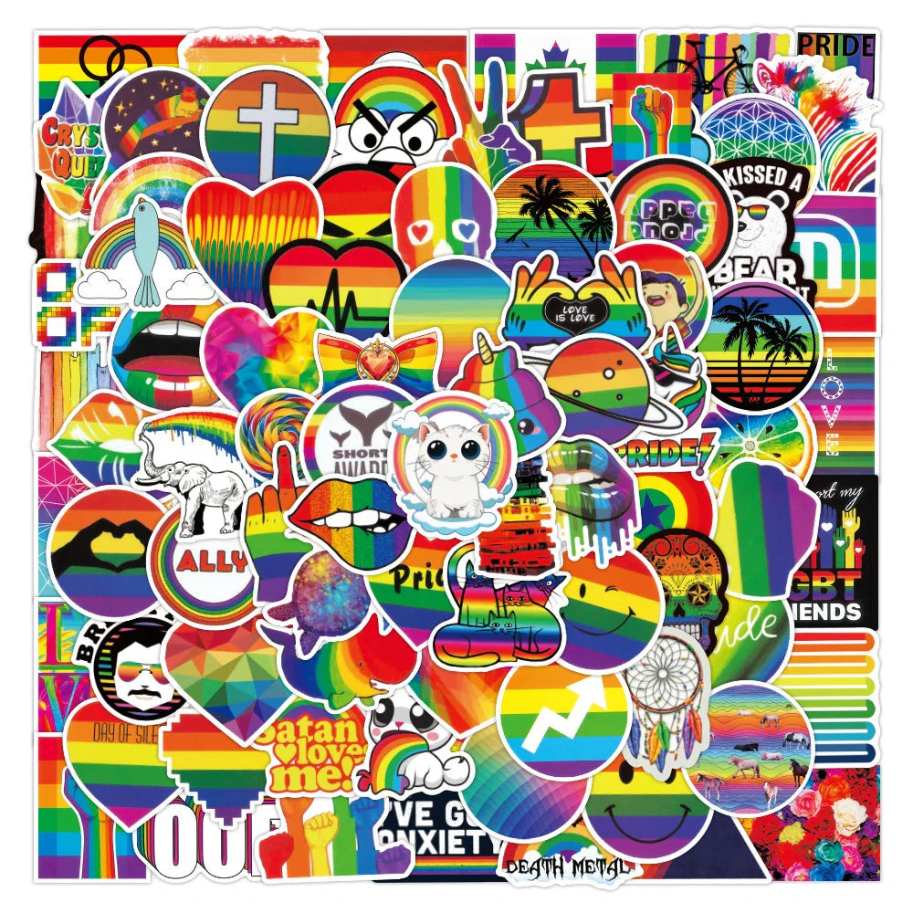 Rainbow LGBTQ Stickers Pack - Waterproof Decals for Laptop, Phone, Guitar (ONLINE ORDER ONLY)