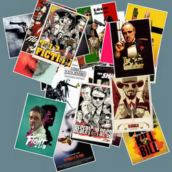 10/30/50PCS High Score Classic Movie Poster Sticker Packs - Leon, Reservoir Dogs, Fight Club and More (ONLINE ORDER ONLY)