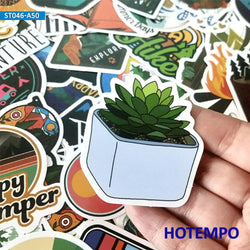 50pcs Travel Hiking Outdoor Surfing Wild Adventure Outside Camping Decal Stickers Pack for Phone Laptop Luggage Bike Car Sticker (ONLINE ORDER ONLY)