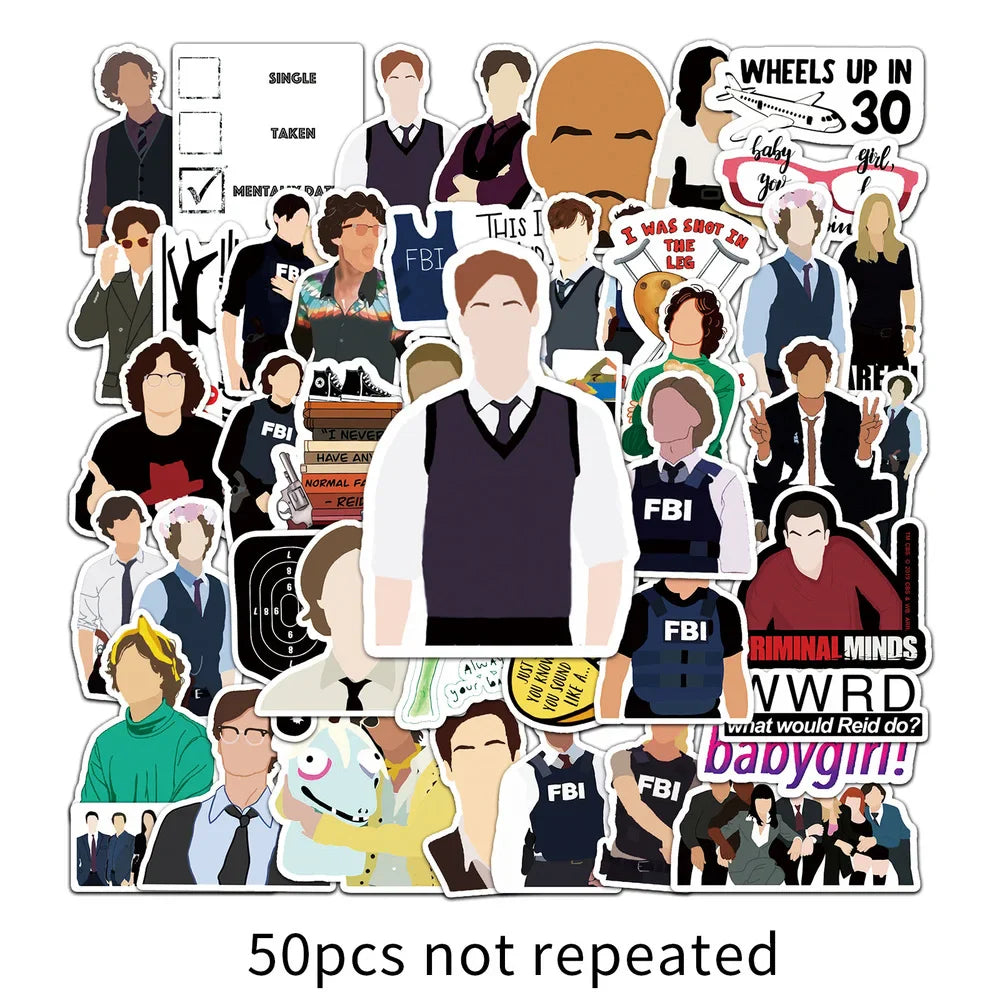 10/50PCS Classic TV Show Criminal Minds Stickers Laptop DIY Motorcycle Luggage Phone Guitar Skateboard Cool Sticker Decals Toys (ONLINE ORDER ONLY)