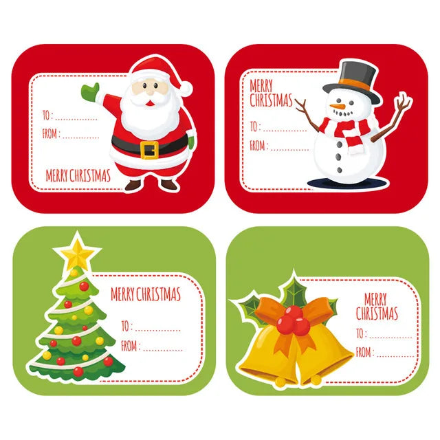 40-100Pcs Rectangle Merry Christmas Label Stickers for Card Gift Package Wrapping Festival Party Baking Small Business 4.8*5.8CM (ONLINE ORDER ONLY)