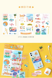 6 Sheets Enjoy Happy Time Series Stickers Scrapbooking Decorative Sticker Korean DIY Diary Album Stick Label Kawaii Stationery (ONLINE ORDER ONLY)
