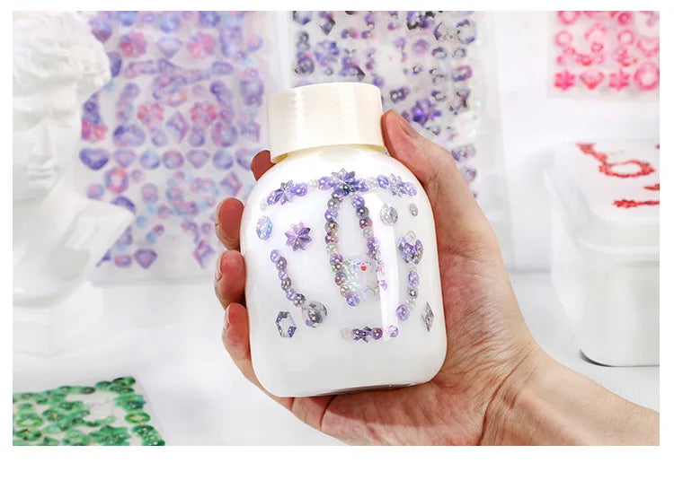 Laser Jewelry beaded Stickers Hand Account DIY Album Stick Label Decoration Scrapbooking Material Sticker Kawaii Stationery (ONLINE ORDER ONLY)