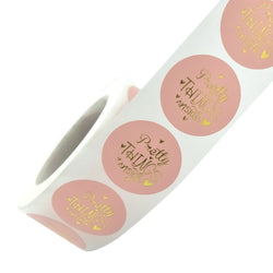 100-500pcs Round Paper Pink Pretty Things Inside Stickers Gold Thank You Stickers For Small Business Packaging Seal Label (ONLINE ORDER ONLY)