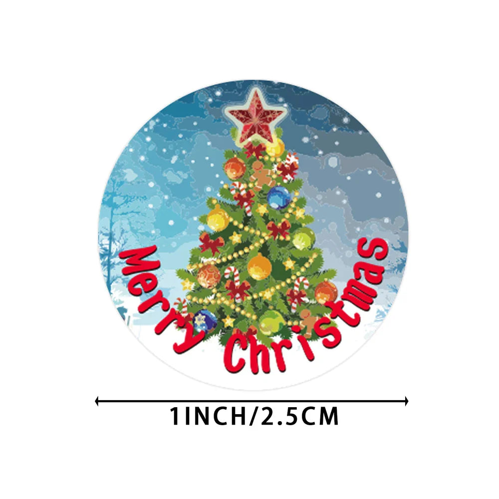 100-500pcs Christmas Stickers Roll Cartoons Gift Cards Party Package Cute Santa Label Sealing Decor Party Decorative Stickers (ONLINE ORDER ONLY)