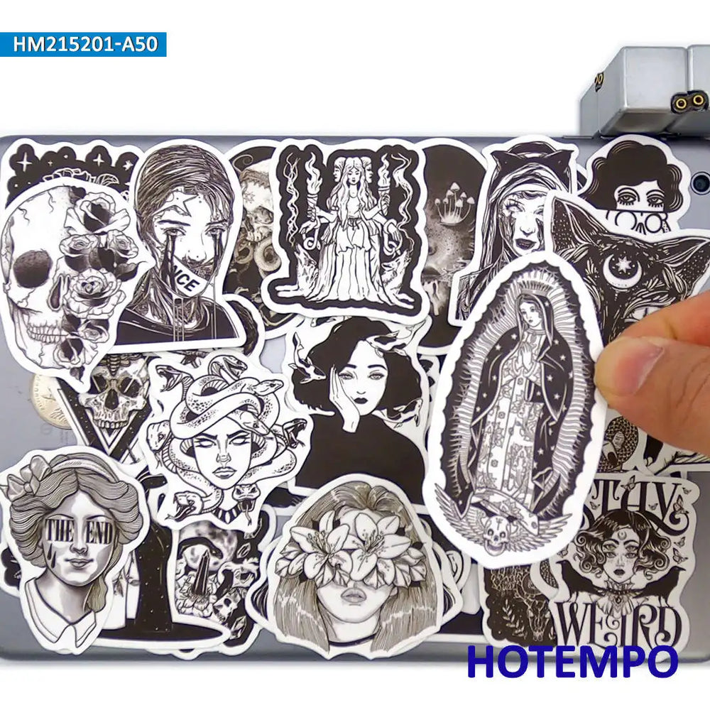 20/30/50Pieces Gothic Art Stickers Witch Girl Death Demon Skull Totem for Phone Luggage Skateboard Motorcycle Car Laptop Sticker (ONLINE ORDER ONLY)