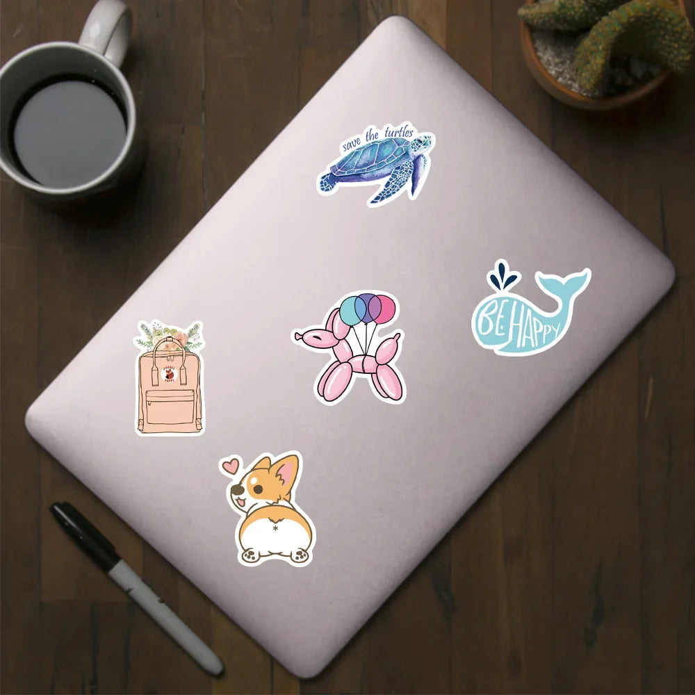 50pcs Cartoon Vsco Girls Simple Fresh Sticker For WaterBottle Suitcase Decals Skateboarding Motorcycle Children Gift Stickers (ONLINE ORDER ONLY)