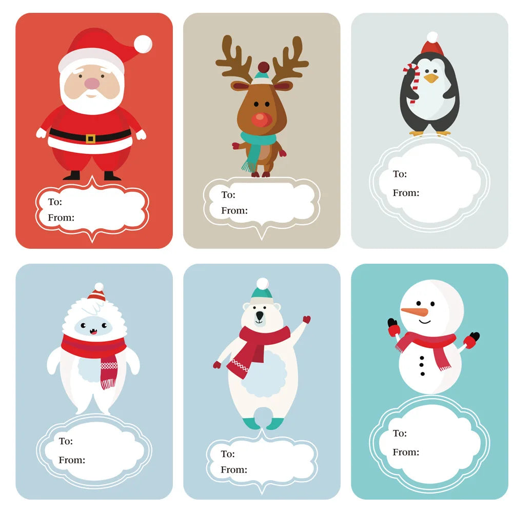 250pcs/roll 6 Christmas Gift Name Tags Designs Adhesive Present Seal Labels 2*3 Inch Christmas Decals Gift Package XMAS Stickers (ONLINE ORDER ONLY)