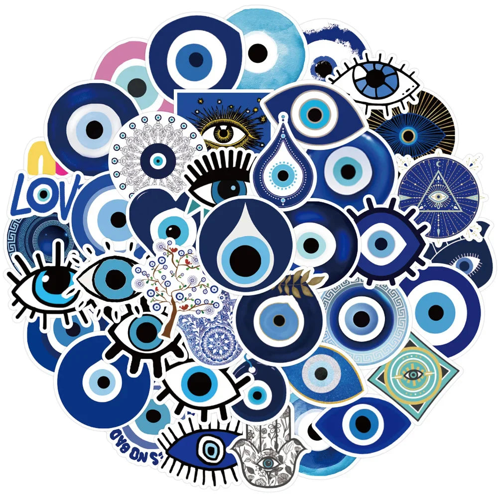 10/30/50pcs Turkish Evil Eye Graffiti Stickers Skateboard Guitar Laptop Motorcycle Luggage Bike Car Phone Cool Sticker Kid Toy (ONLINE ORDER ONLY)