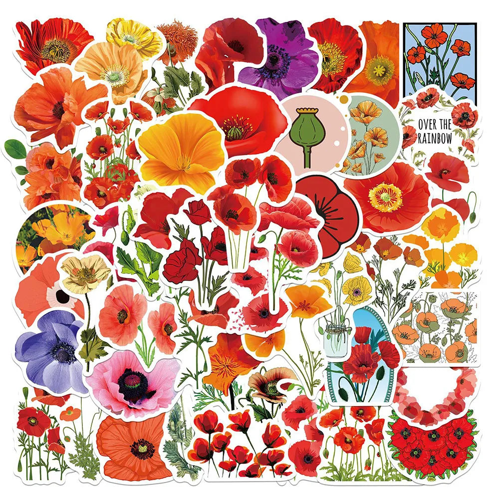 Pretty Flower Stickers for Phone, Luggage, Guitar, Laptop - 10/30/50PCS Aesthetic Decals (Online Order Only)