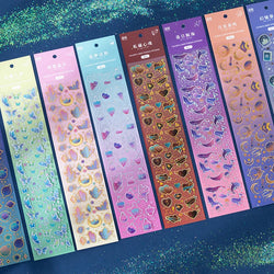 2Pcs Romantic Bronzing Silver Sticker Moonlight Scrapbooking Decorative Stickers Craft Photo Album DIY Aesthetics Stick Label (ONLINE ORDER ONLY)