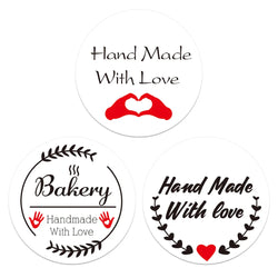 100-500Pcs "Handmade With Love" Kraft Paper Stickers Round Adhesive Labels Baking Wedding Decoration Party Decoration Sticker (Online Order Only)