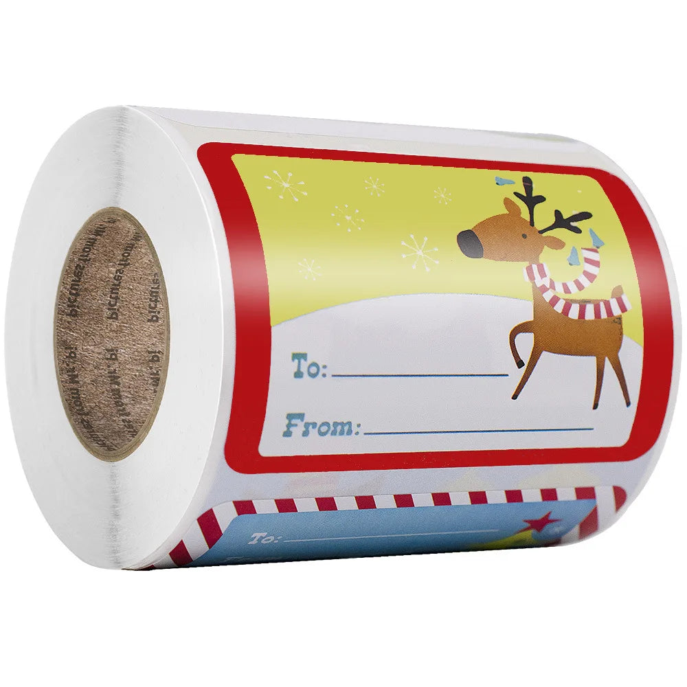 250pcs/roll 6 Christmas Gift Name Tags Designs Adhesive Present Seal Labels 2*3 Inch Christmas Decals Gift Package XMAS Stickers (ONLINE ORDER ONLY)