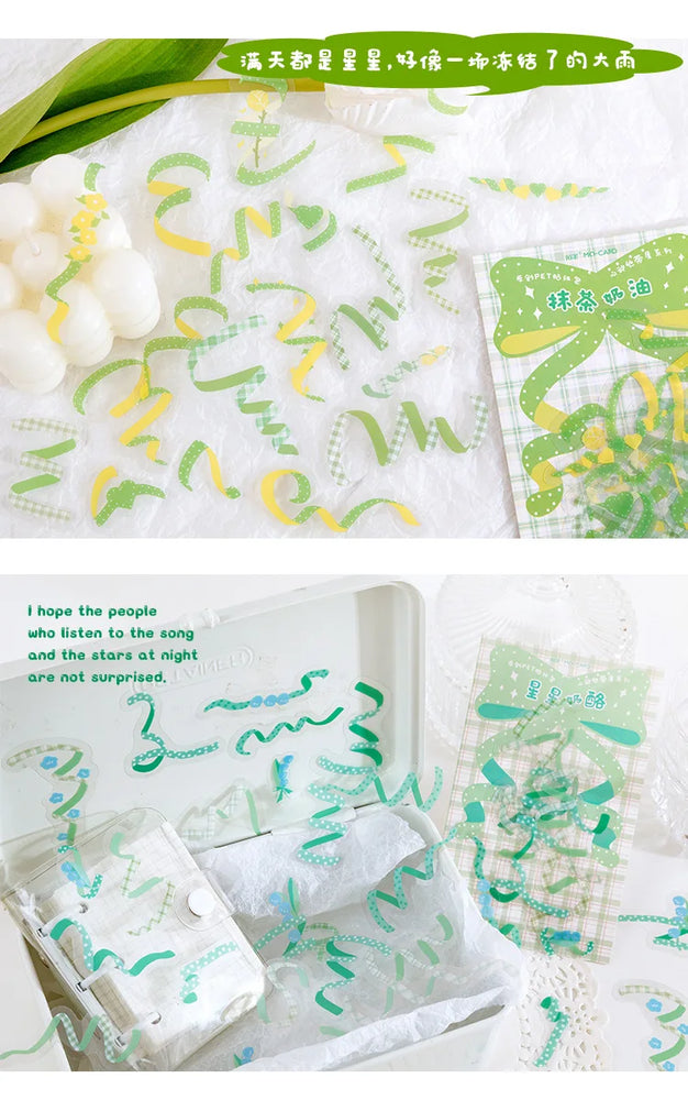 40Pcs/pack Heart Ribbon Series Stickers Hand Account Scrapbooking Decorative Sticker Korean DIY Material Stickers Stationery (ONLINE ORDER ONLY)