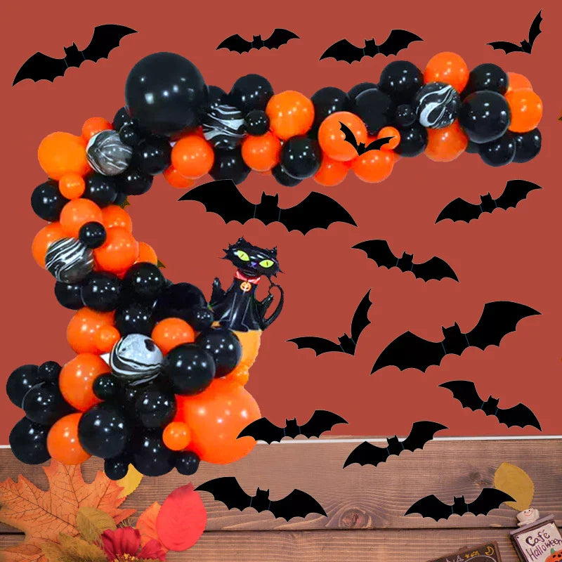 72/48/12Pcs 3D Wall Stickers Bat Stickers Halloween Decoration Vinyl Sticker Bat Sticker for Home Halloween Party Decorations (Online Order Only)