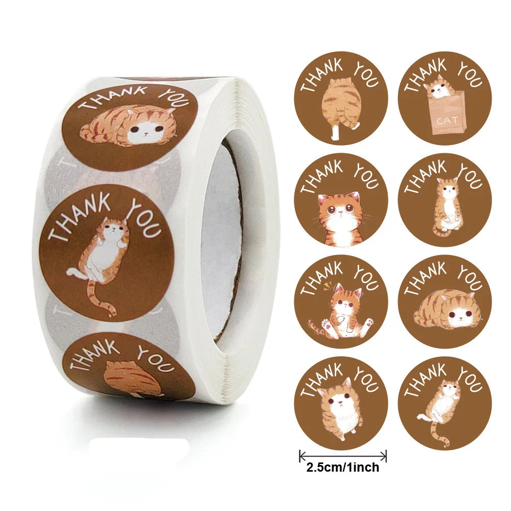 100-500pcs Cute Animal Thank You Stickers For Your Order Small Business Packaging,Birthday,Party Favors Merry Christmas,Wedding (ONLINE ORDER ONLY)