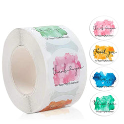 500Pcs/roll THANK YOU Stickers Four Color Business Card Set Customer Business Sealing Sticker Labels Birthday Wedding Gifts Card (ONLINE ORDER ONLY)