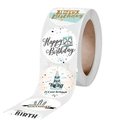 50-500pcs Round Happy Birthday Handmad Sticker Sealing Sticker Vintage DIY Gift Stickersdhesive Christmas Sticker Stationery (ONLINE ORDER ONLY)