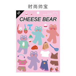 Kawaii Cheese Bear Stickers Scrapbooking Decorative Sticker Korean DIY Diary Album Stick Label School Stationery (Online Order Only)