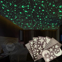 New Luminous 3D Stars Dots Wall Sticker for Kids Room Bedroom Home Decoration Glow In The Dark Moon Decal Fluorescent Stickers (ONLINE ORDER ONLY)