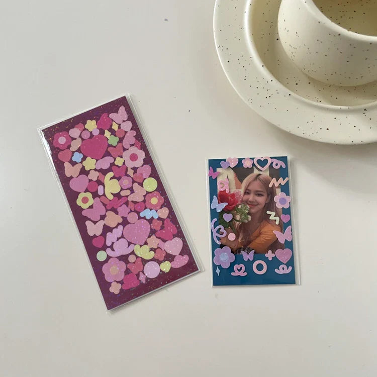 Ins Laser Flower Butterfly Stickers Scrapbooking Stick Label  Hand Account DIY Decoration Material Sticker Kawaii Stationery (ONLINE ORDER ONLY)