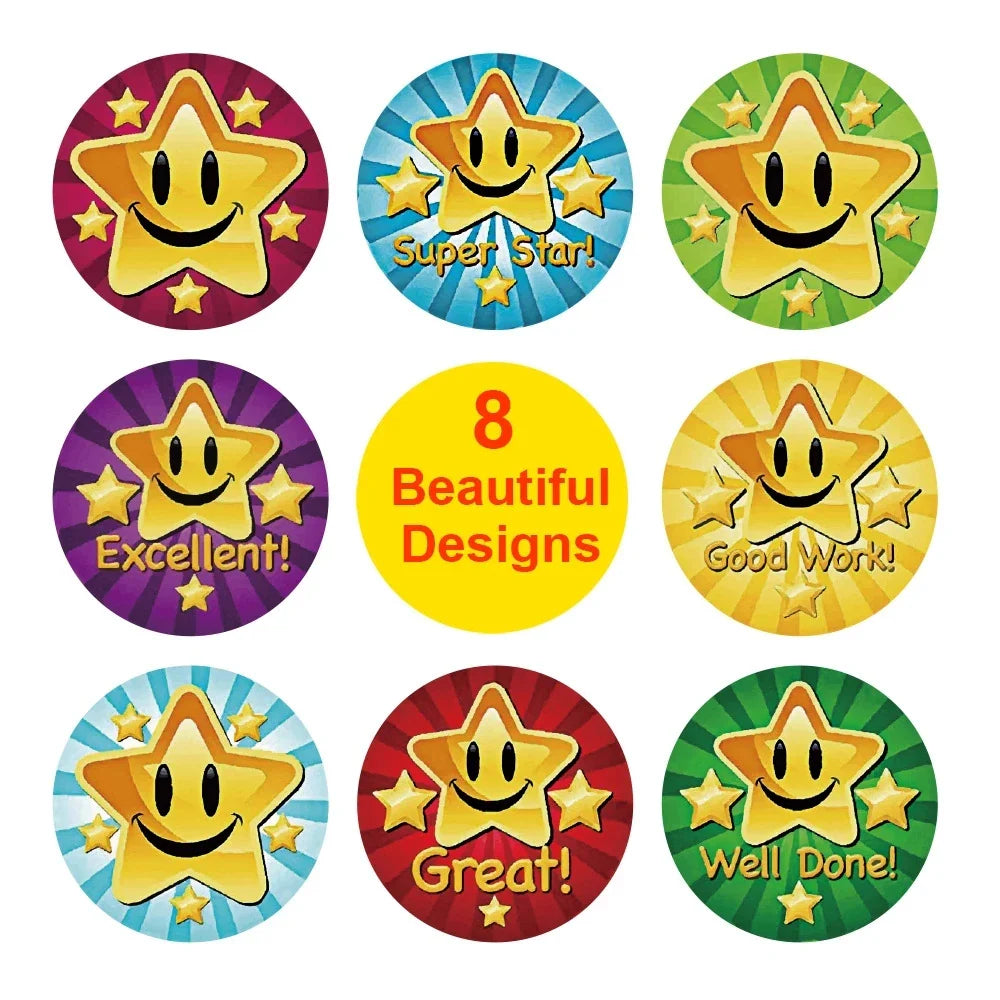 Stickers 500 Pcs/roll 2.5cm / 1inch Children's Cartoon Toy Stickers Teacher Encouragement Reward Game Stickers (Online Order Only)
