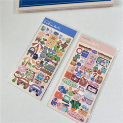 Ins Cute Landscape Stickers Outdoor Indoor Bear Waterproof Stickers Idol Card Hand Account Decoration Stickers Stationery (ONLINE ORDER ONLY)